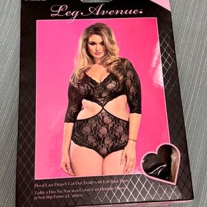 Leg Avenue Black Floral Lace Bodysuit